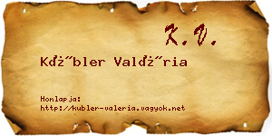 Kübler Valéria névjegykártya